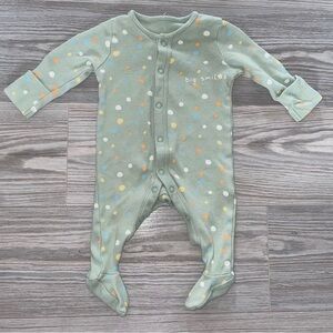 Dunes Stores Newborn Baby Boys Sleep & Play Sleeper Green Polka Dot Footie